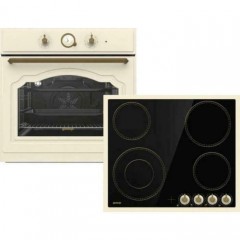 Gorenje BOS67372CLI + EC642CLI Φούρνος άνω Πάγκου 77lt με Κεραμικές Εστίες Π59.5εκ. Μπεζ